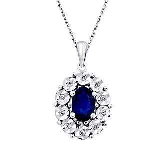 0.59 Karat Pırlanta Efektli Safir Trend Kolye - 2