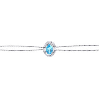 0.63 Karat Pırlanta Baget Taşlı Blue Topaz Bileklik - 2