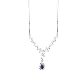 0.64 Karat Pırlanta Damla Taşlı Safir Gerdanlık - 1