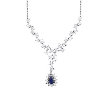 0.64 Karat Pırlanta Damla Taşlı Safir Gerdanlık - 2