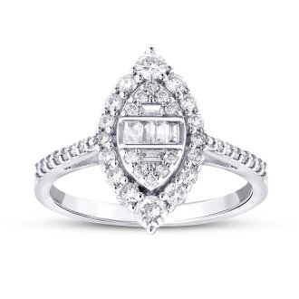 0.65 Karat Pırlanta Baget Damla Yüzük - 1