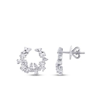 0.66 Karat Pırlanta Baget Taşlı Trend Küpe - 1