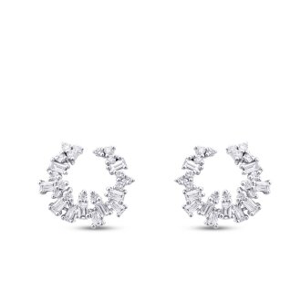 0.66 Karat Pırlanta Baget Taşlı Trend Küpe - 2