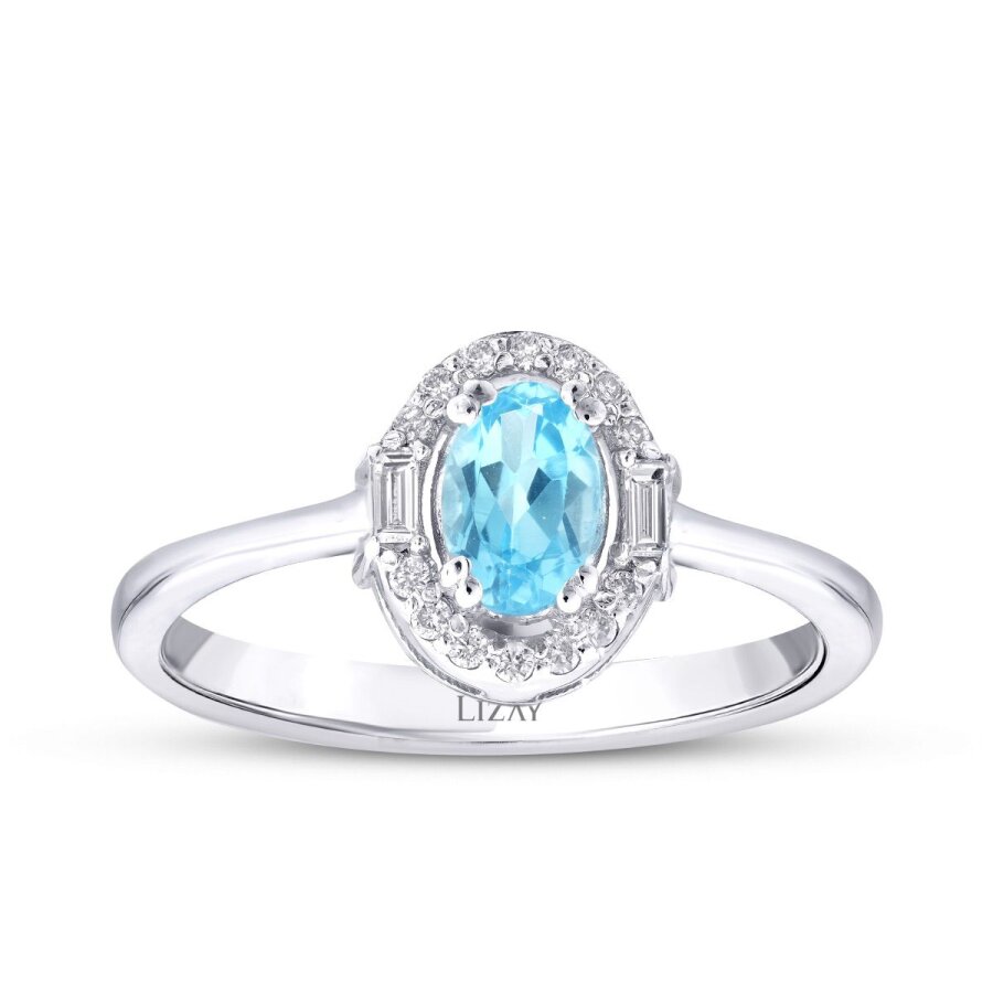 0.67 Karat Pırlanta Blue Topaz Baget Yüzük