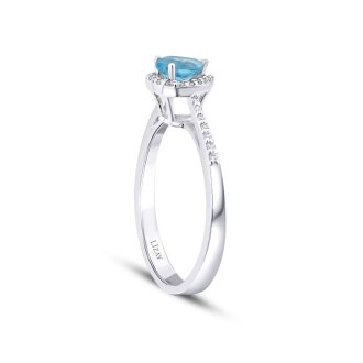 0.67 Karat Pırlanta Blue Topaz Tektaş Yüzük - 2