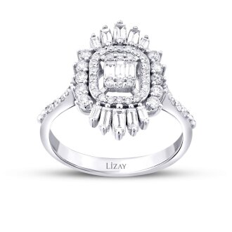 0.68 Karat Pırlanta Baget Trend Yüzük - 1