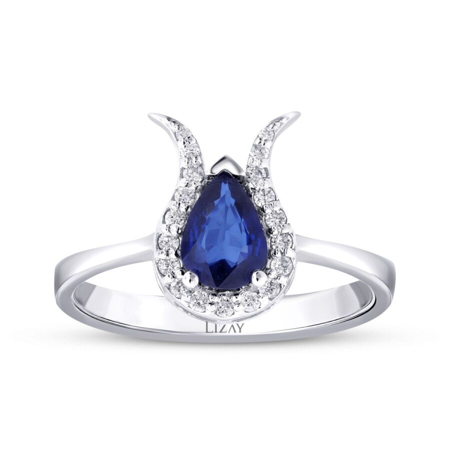 0.72 Karat Pırlanta Safir Yüzük
