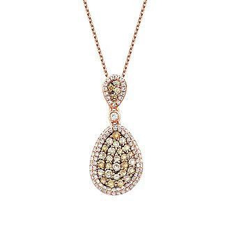 0.74 Karat Pırlanta Yuvarlak Taşlı Damla Kolye - 2