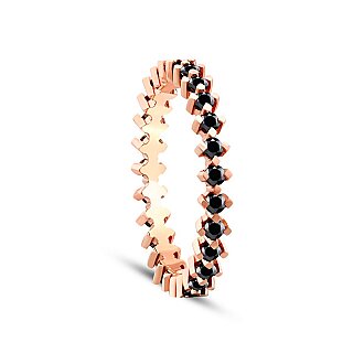 0.78 Karat Siyah Taşlı Tamtur Yüzük - 2