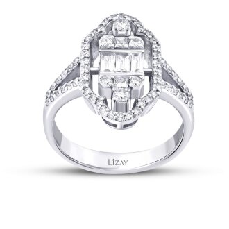 0.80 Karat Pırlanta Trend Baget Yüzük - 1