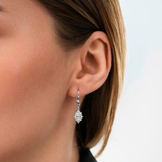 0.88 Karat Pırlanta Markiz Taşlı Küpe - 3