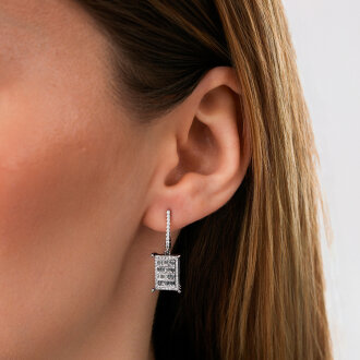 0.90 Karat Pırlanta Baget Taşlı Küpe - 3