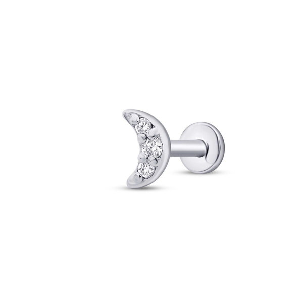 0.02 Karat Pırlanta Ay Tragus Piercing - 2