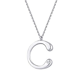 0.02 Karat Pırlanta C Harf Kolye - 6