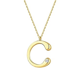 0.02 Karat Pırlanta C Harf Kolye - 2