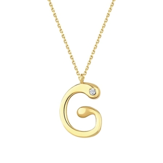 0,02 Karat Pırlanta G Harf Kolye G SI 14 Ayar - 2