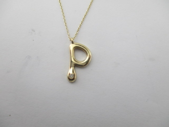 0,02 Karat Pırlanta P Harf Kolye G SI 8 Ayar - 7