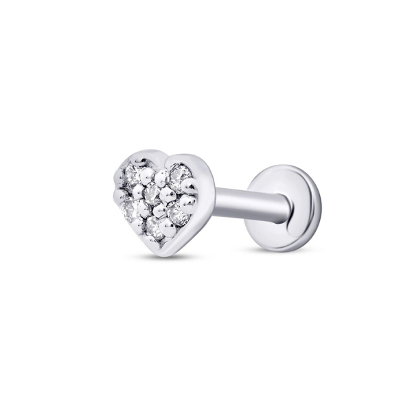 0.02 Karat Pırlanta Kalp Tragus Piercing - 2