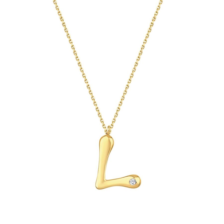 0.02 Karat Pırlanta L Harf Kolye