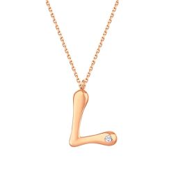 0.02 Karat Pırlanta L Harf Kolye - 2