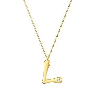 0.02 Karat Pırlanta L Harf Kolye - 1