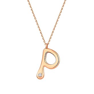 0.02 Karat Pırlanta P Harf Kolye - 4