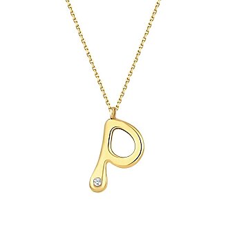 0.02 Karat Pırlanta P Harf Kolye - 2