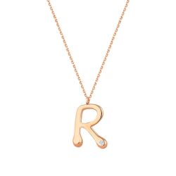 0.02 Karat Pırlanta R Harf Kolye - 1