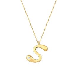 0.02 Karat Pırlanta S Harf Kolye - 1