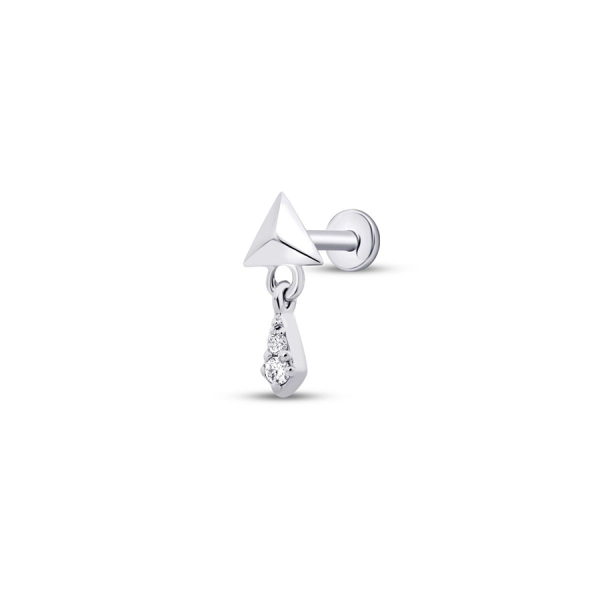 0.02 Karat Pırlanta Üçgen Sallantılı Tragus Piercing - 2