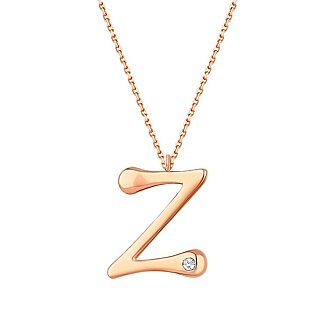 0.02 Karat Pırlanta Z Harf Kolye - 4