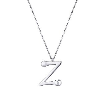 0.02 Karat Pırlanta Z Harf Kolye - 5