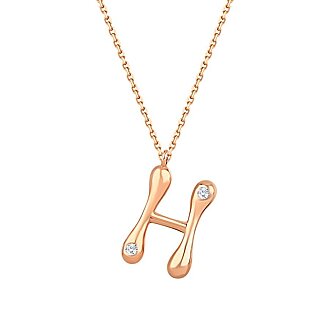 0.04 Karat Pırlanta H Harf Kolye - 4