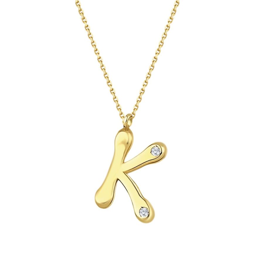 0.04 Karat Pırlanta K Harf Kolye