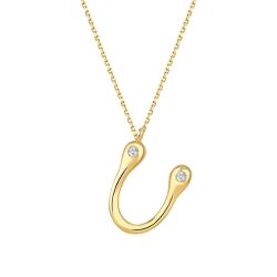 0.04 Karat Pırlanta U Harf Kolye - 2