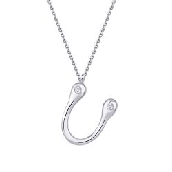 0.04 Karat Pırlanta U Harf Kolye - 4