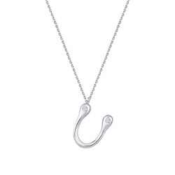 0.04 Karat Pırlanta U Harf Kolye - 3