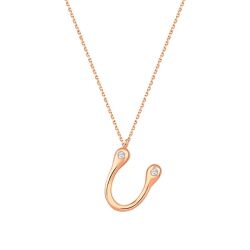 0.04 Karat Pırlanta U Harf Kolye - 1