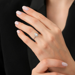 0.05 Karat Pırlanta Efektli Damla Baget Yüzük - 4