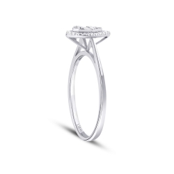 0.05 Karat Pırlanta Efektli Damla Baget Yüzük - 2