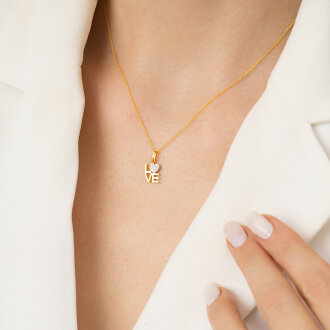 0.05 Karat Pırlanta Love Kolye - 3