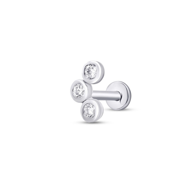 0.05 Karat Pırlanta Üç Taşlı Tragus Piercing - 2