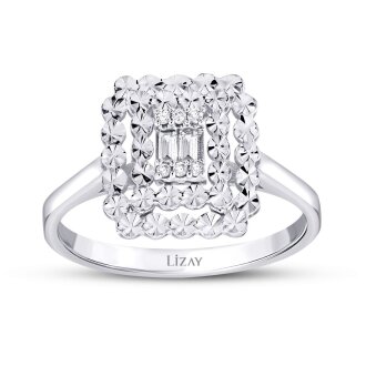 0.08 Karat Pırlanta Baget Yüzük 