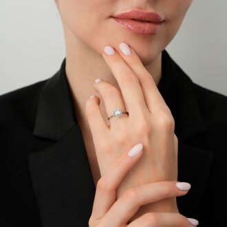 0.09 Karat Pırlanta Baget Yüzük - 3