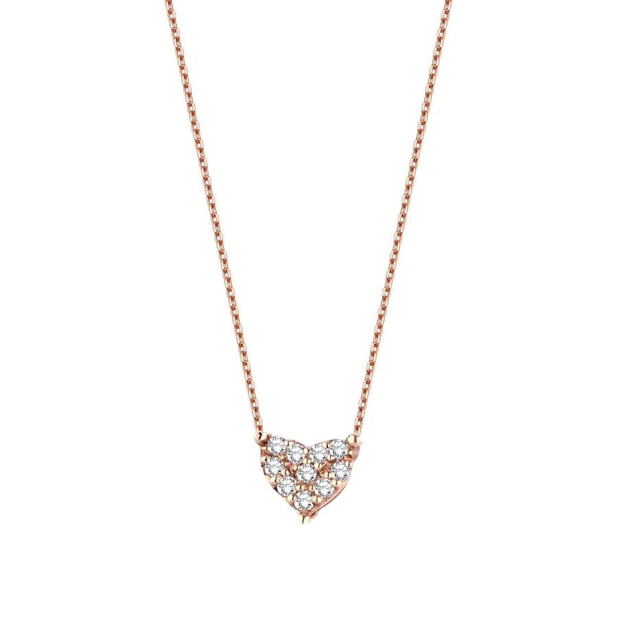 0.10 Karat Pırlanta Rose Kalp Kolye