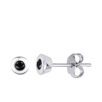 0.10 Karat Siyah Taşlı Erkek Küpe - 3
