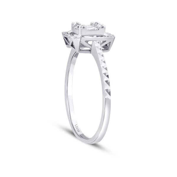 0.12 Karat Pırlanta Baget Yüzük - 2