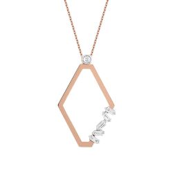 0.15 Karat Pırlanta Baget Altıgen Kolye - 2