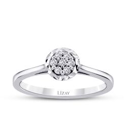 0.15 Karat Pırlanta Efektli Yuvarlak Yüzük 