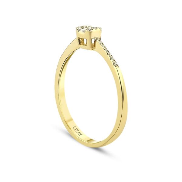 0.15 Karat Pırlanta Taşlı Baget Yüzük - 2
